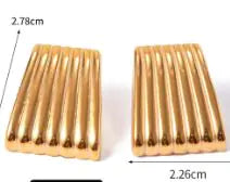 18K Gold Stainless Steel Striped Earrings